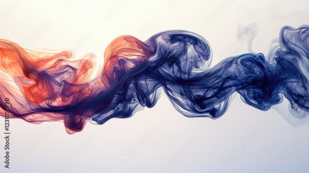 Fototapeta premium Abstract Swirling Smoke in Orange and Blue Hues