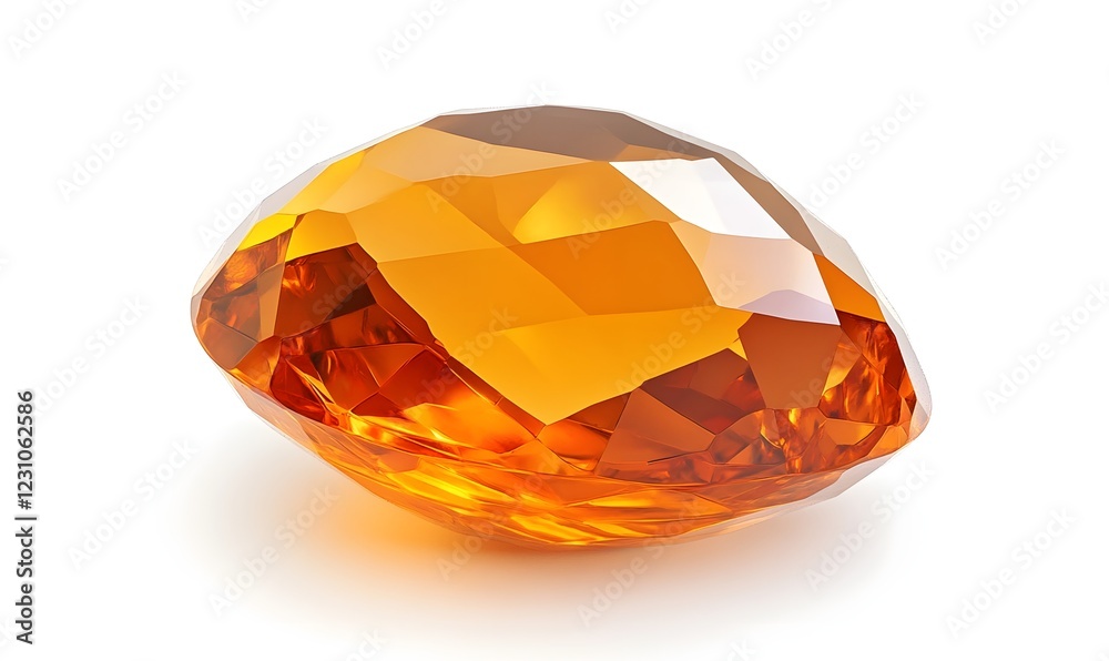 Orange gemstone, cut, studio, white background, jewelry Orange gemstone, cut, studio, white background, jewelry