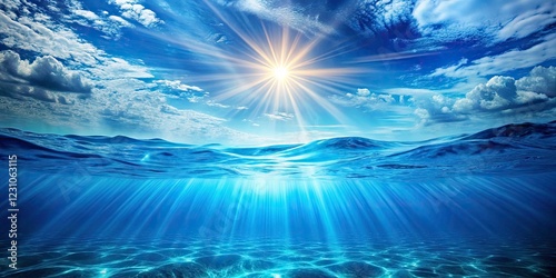 Stunning PNG Transparent Blue Water Texture Background with Sun Rays Reflection  High Resolution Aquatic Scene for Graphic Design and Web Use
