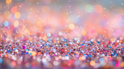 Sparkling Array of Colorful Glitter Creates a Whimsical Soft Focus Dreamlike Background. Generative AI