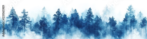 Wallpaper Mural Misty blue forest landscape. Torontodigital.ca