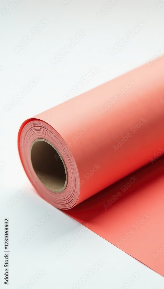 Single roll of colored paper isolated on white, single, paper roll Single roll of colored paper isolated on white, single, paper roll