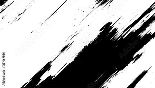 Abstract Black and White Brush Stroke Texture with Bold Diagonal Lines