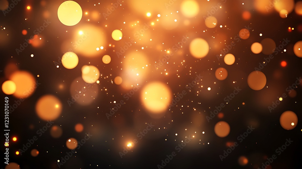 Golden bokeh lights sparkle in dark background Golden bokeh lights sparkle in dark background