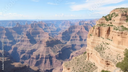 Panoramic view of majestic Grand Canyon during summertime, scenic, outdoors, destination