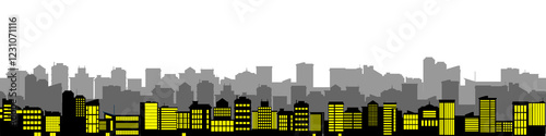 City background vector featuring a modern urban skyline high rise buildings, Perfect for cityscapes, business, architecture, night views, and metropolitan design projects