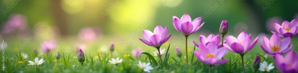 Purple flowers in a serene and peaceful landscape, natural, gardenia, serenity Purple flowers in a serene and peaceful landscape, natural, gardenia, serenity