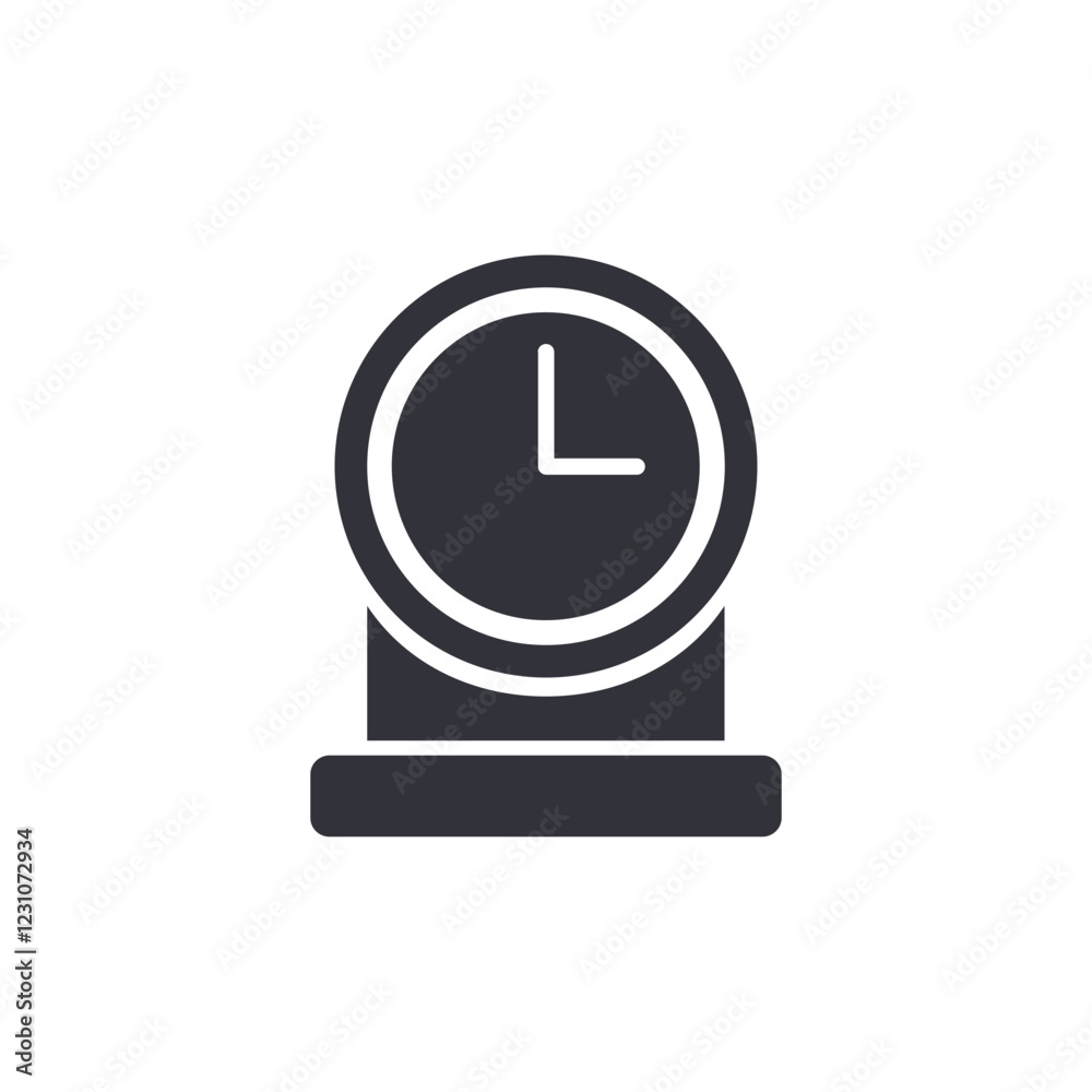 Table clock solid icons, minimalist vector illustration ,simple transparent graphic element .Isolated on white background Table clock solid icons, minimalist vector illustration ,simple transparent graphic element .Isolated on white background