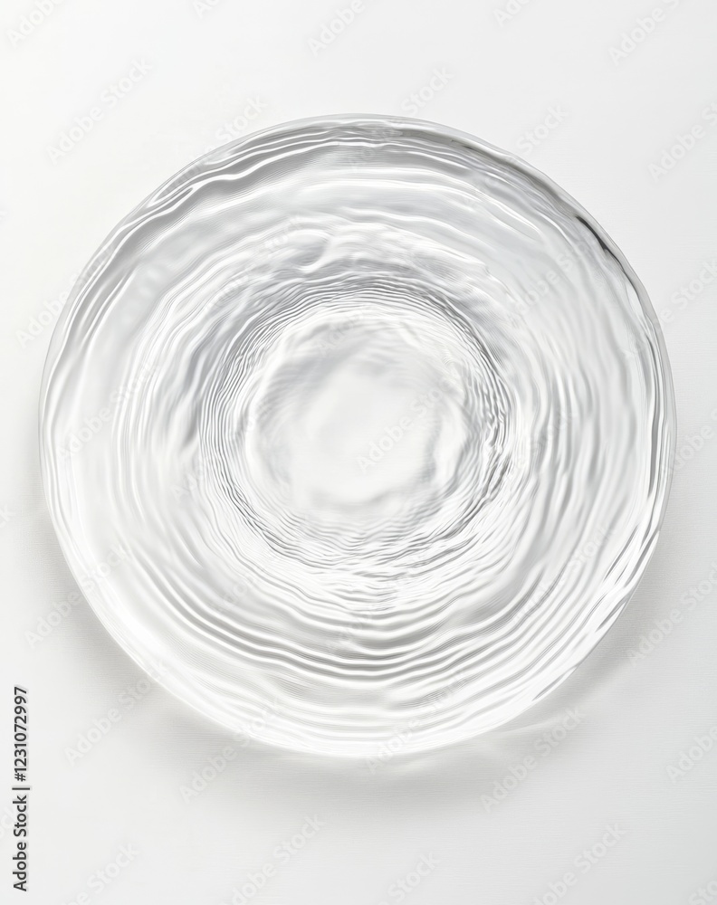 Circular glass plate with concentric ripple texture. Circular glass plate with concentric ripple texture.