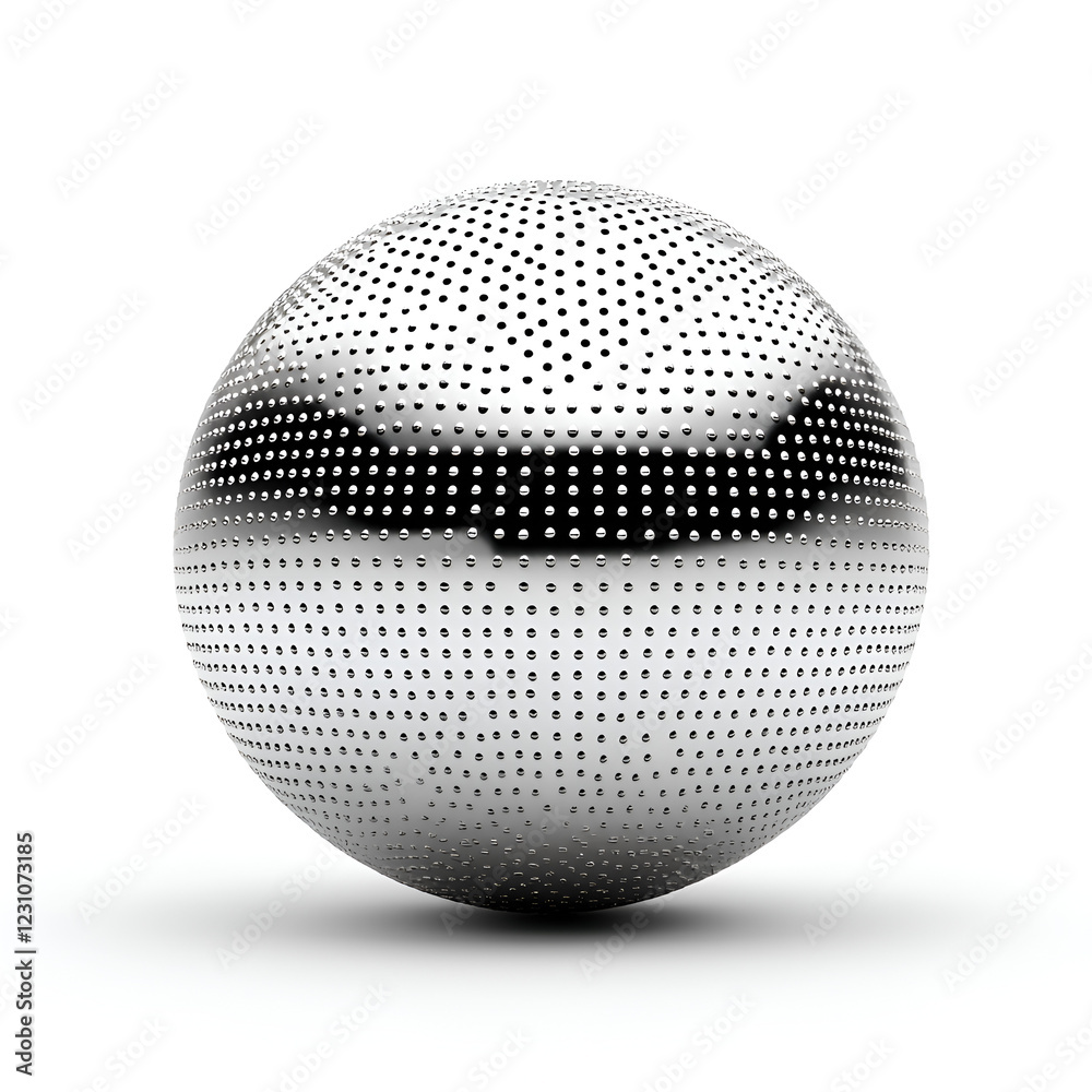 Metallic Chrome Sphere with Smooth Reflective Texture and Abstract Dot Pattern for Modern Art Decor Metallic Chrome Sphere with Smooth Reflective Texture and Abstract Dot Pattern for Modern Art Decor
