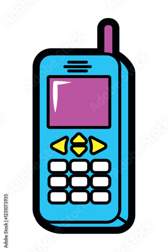 Retro Mobile Phone Pop Art Illustration