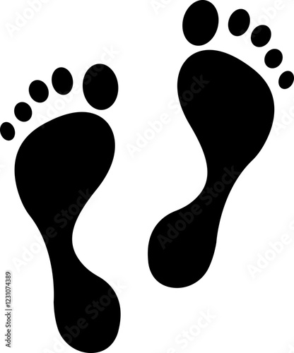 Foot print icon. Human foot pet black vector flat and line collection isolated on transparent background. Shoe print step symbol sign of walking, track imprint, sole of shoe printmaking technique.