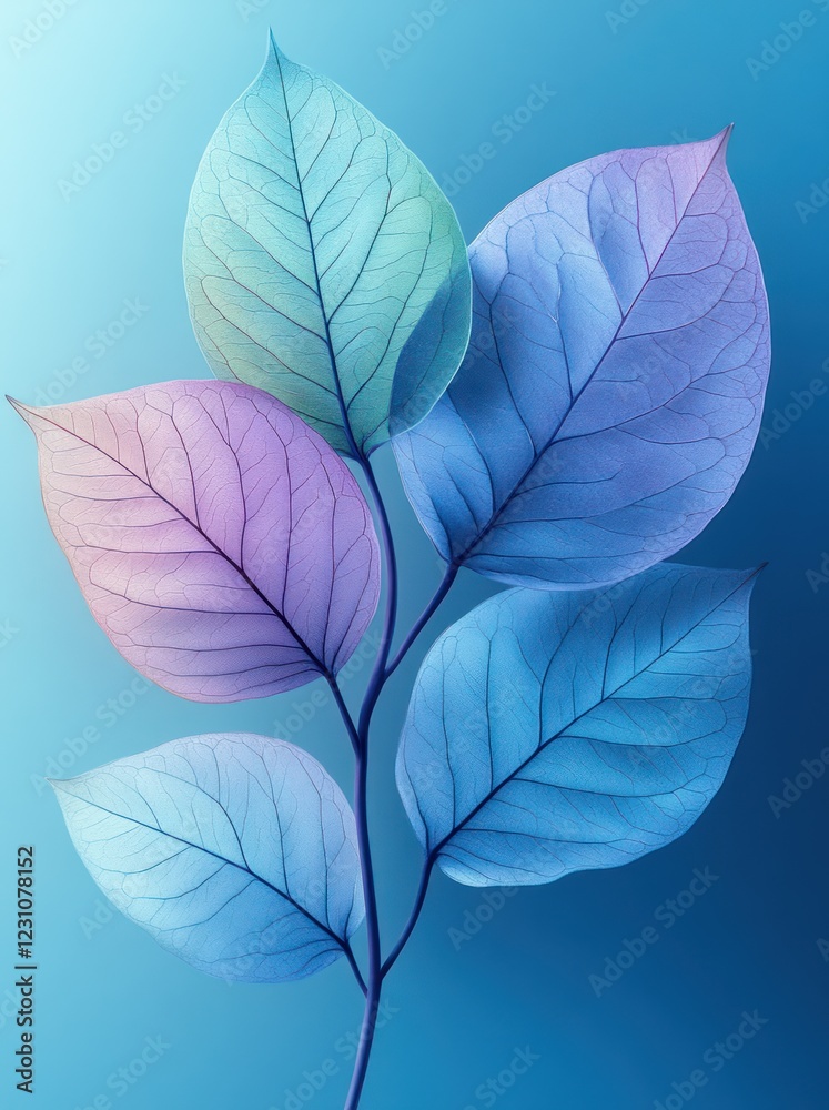 Obraz premium Pastel leaves branch, nature background, serene design, website graphic