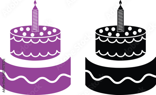Cakes flat or line icon set collection. Vector of different types of beautiful modern cakes such as chocolate cake, Napoleon cake, tiramisu , eclair and cheesecake. Isolated on transparent background.