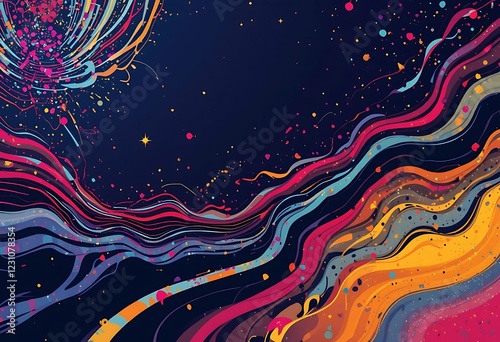 Abstract Colorful Waves and Cosmic Dust Design photo