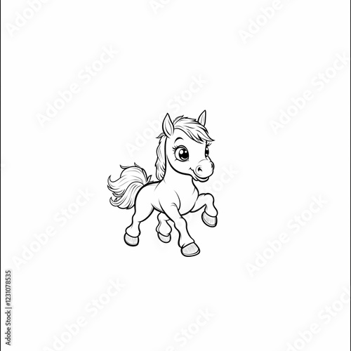 A cute cartoon pony character with big eyes and a joyful expression. photo