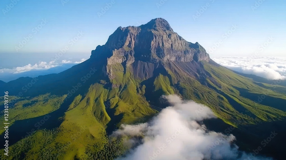 Fototapeta premium Majestic Mountain Peak Above the Clouds