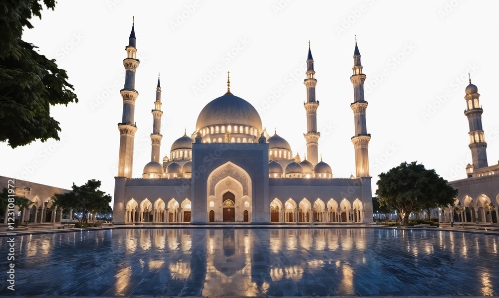 Fototapeta premium Islamic mosque on white background