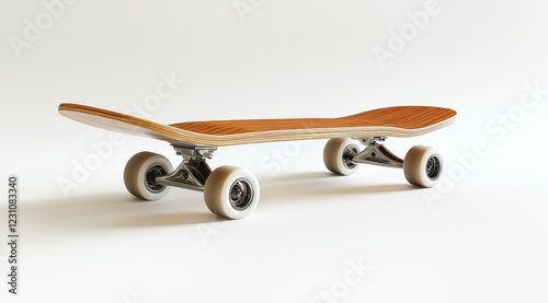 Wooden skateboard on white background. (1) photo