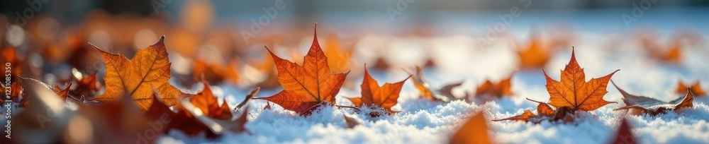 Muted brown leaf clusters fall on frosty ground, Cold weather, Nature scenery, Leaf rustling Muted brown leaf clusters fall on frosty ground, Cold weather, Nature scenery, Leaf rustling