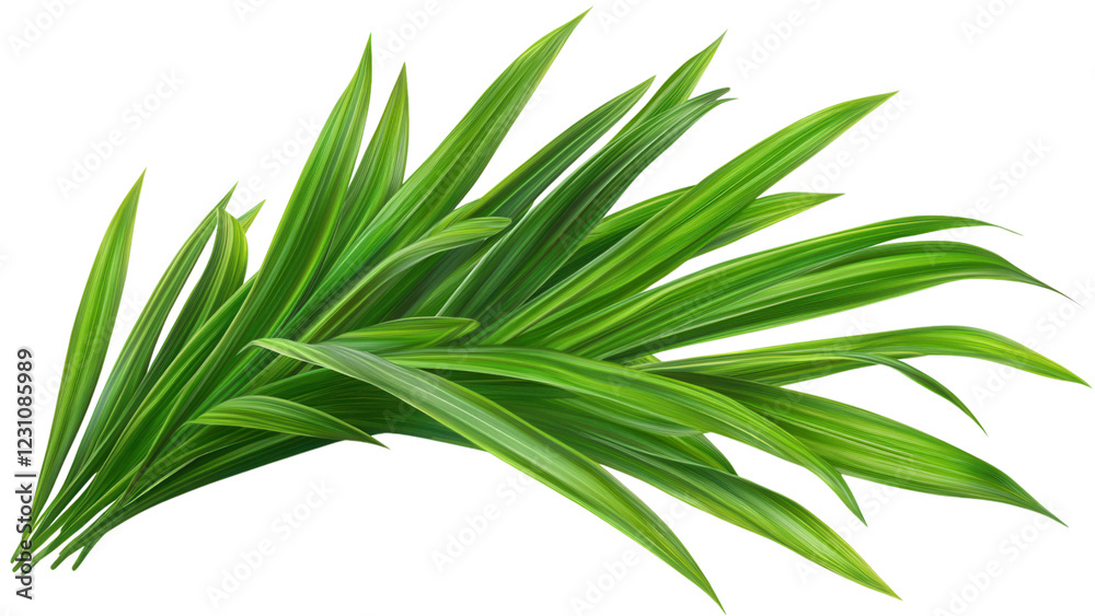 Obraz premium Tropical Green Palm Leaves Overlapping on White Background, Vibrant foliage design, Ideal for digital projects and presentations