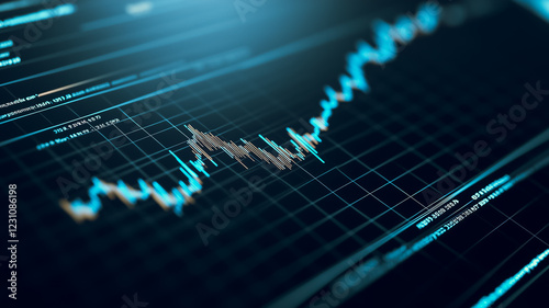 Market Decline Visualization: A dramatic close-up of a stock market chart displaying a sharp downward trend, highlighting the volatility and uncertainty of the financial markets.   photo