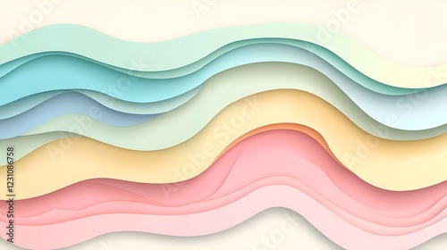 Abstract Pastel Wave Layers Design Artwork