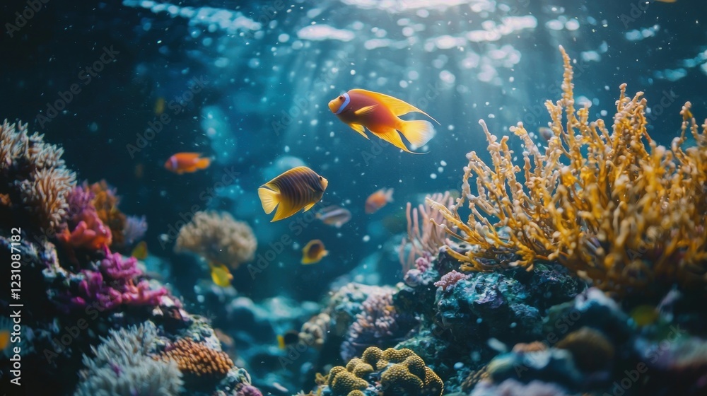 Fototapeta premium Vibrant Underwater Paradise: A Symphony of Coral and Fish