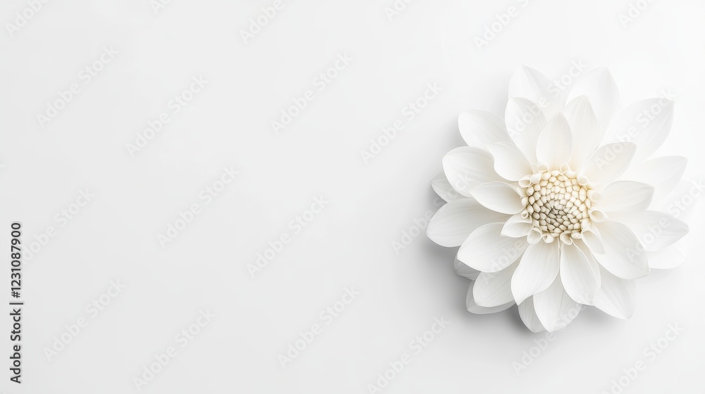 Obraz premium Serene White Dahlia Bloom on White Background