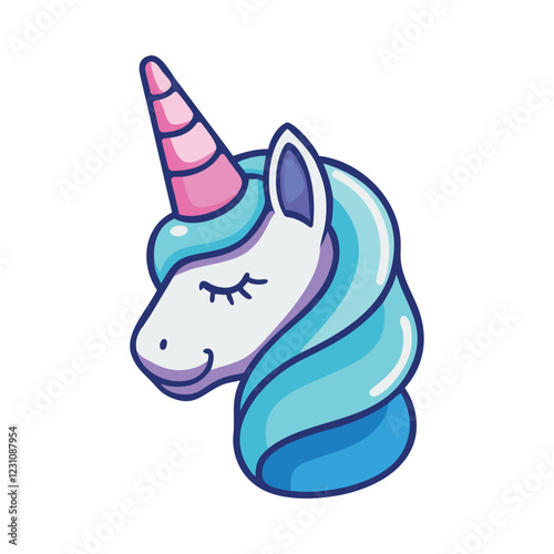 Sleeping unicorn with magical dream illustration