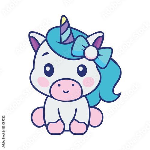 Playful chubby baby unicorn happy illustration