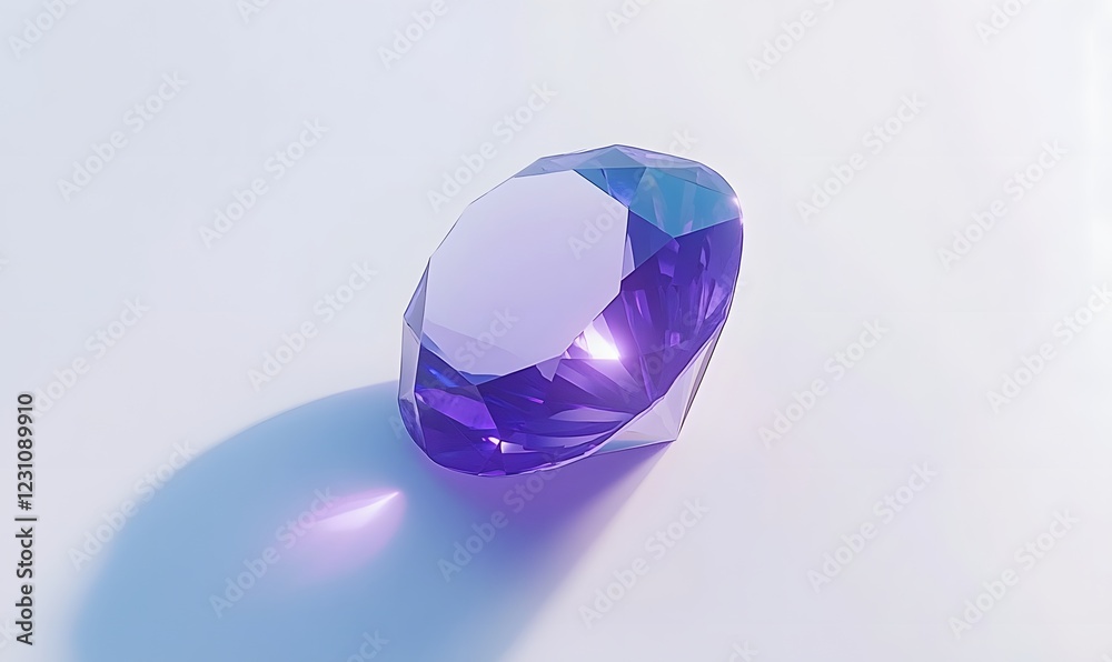 Fototapeta premium Purple Gemstone Studio Shot, Light Background, Sparkling