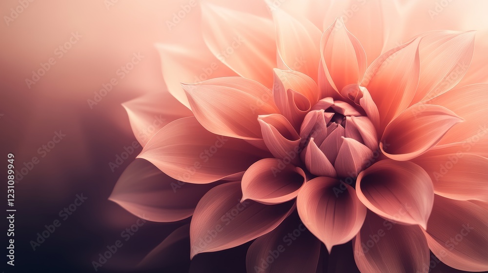 Fototapeta premium Close-up of a Peach Dahlia: A Study in Softness and Light