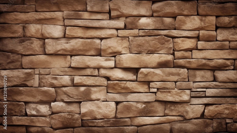 Obraz premium Rustic Stacked Stone Wall with Natural Brown Rock Pattern and Rough Surface