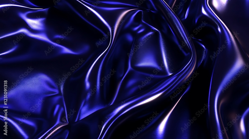 Fototapeta premium Luxurious Deep Blue Silk Draped Fabric