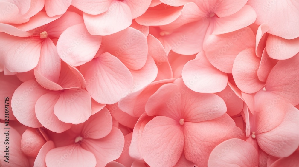Obraz premium Pink Hydrangea Petals: A Close-Up Macro Photography of Delicate Blooms