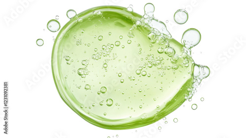 Obraz na płótnie Transparent green cosmetic gel splashing with bubbles w salonie