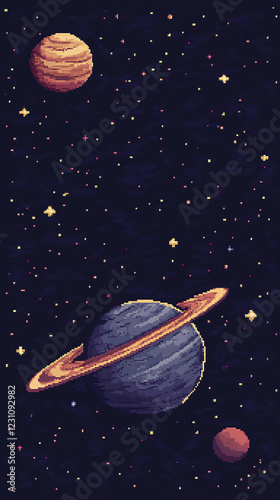 Pixel Art Planets in Space photo