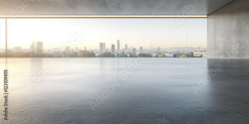 Wallpaper Mural Concrete floor or slab, empty space or area at outdoor. Include modern building exterior of showroom, shop or store. Background design with sky, urban city for display auto car, automobile, automotive Torontodigital.ca
