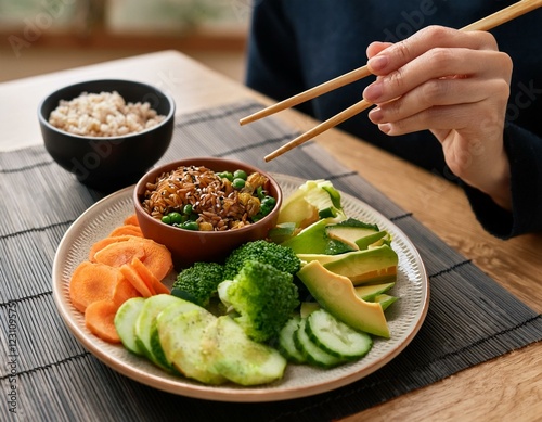栄養バランスの取れたヘルシープレート – 野菜たっぷりの健康食