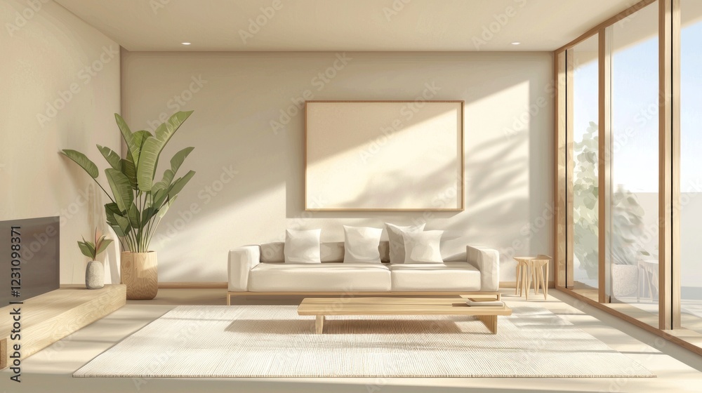 Obraz premium Serene Minimalist Living Room Design with Natural Light