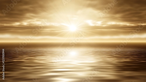 Golden Sunset Over Calm Ocean Waters