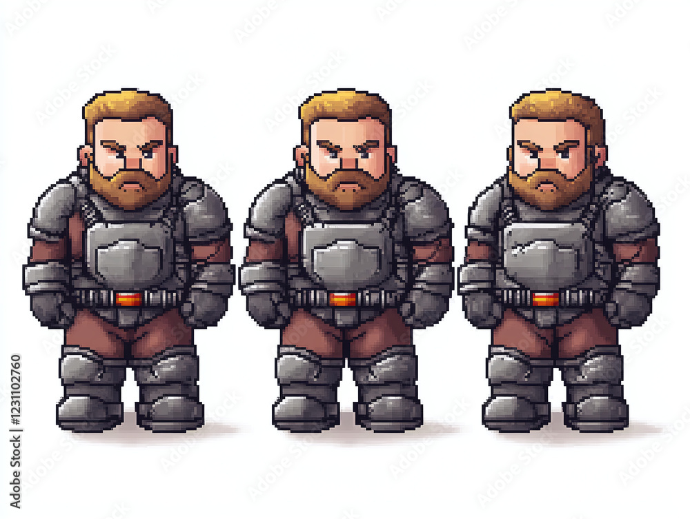 Fototapeta premium Pixel Art Warriors in Armor