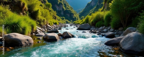 Small stream flowing into Barranco de Azuaje river, river, water, flow photo