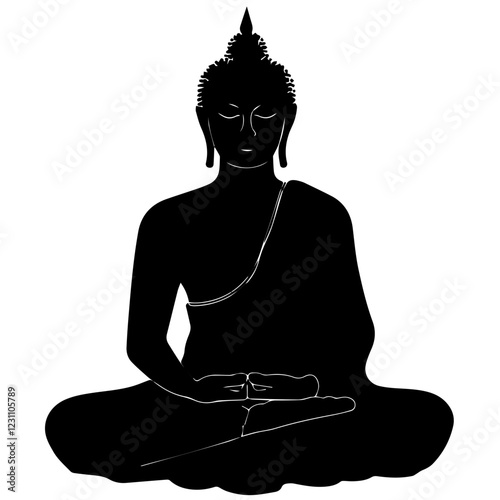 Lord Buddha Silhouette for Yoga, Meditation, and Zen Themes