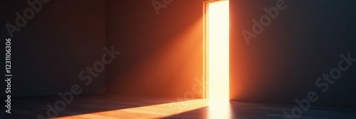 A sliver of bright light peeking through an almost closed door, doorway, beam, light
