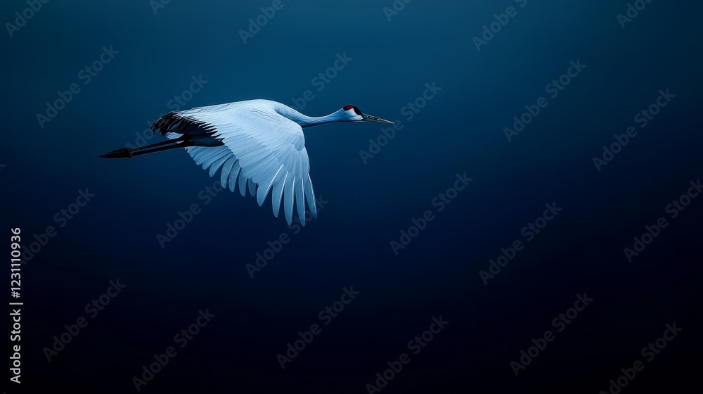 A single isolated Common crane bird flying on the dark blue sky background A solitary solitary single isolated Common crane bird in flight soaring gracefully against a backdrop of deep blue sky A single isolated Common crane bird flying on the dark blue sky background A solitary solitary single isolated Common crane bird in flight soaring gracefully against a backdrop of deep blue sky