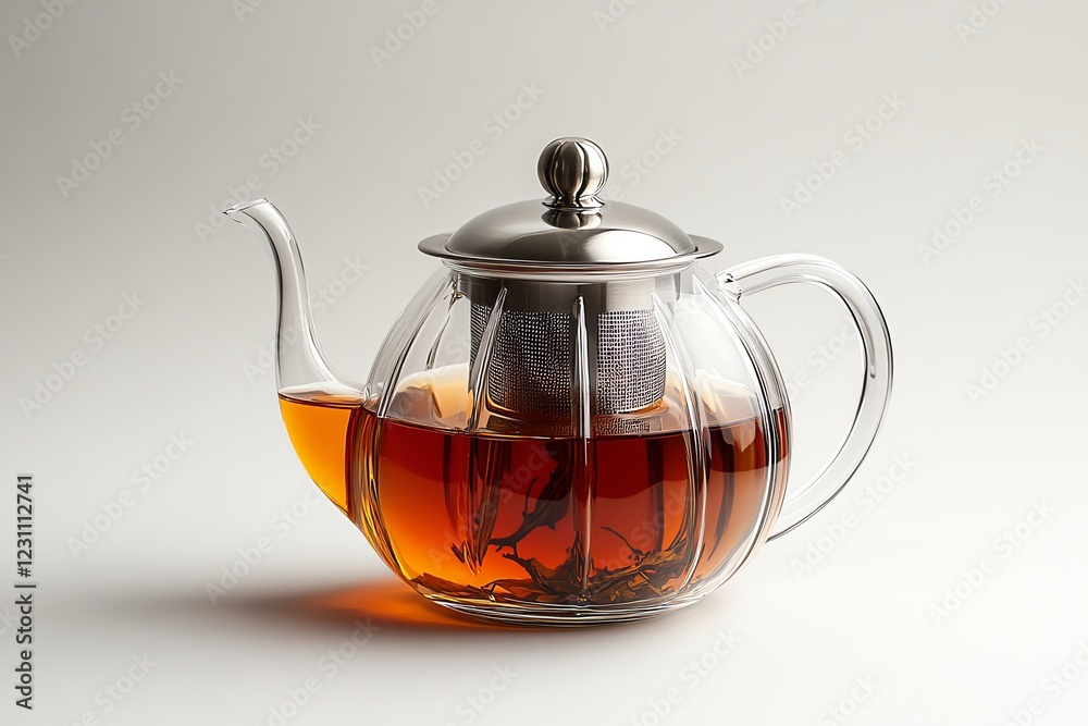 Elegant Glass Teapot with Infuser: A Refined Still Life Elegant Glass Teapot with Infuser: A Refined Still Life