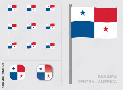 Panama Flag Country Waving Animation App Icon Vector