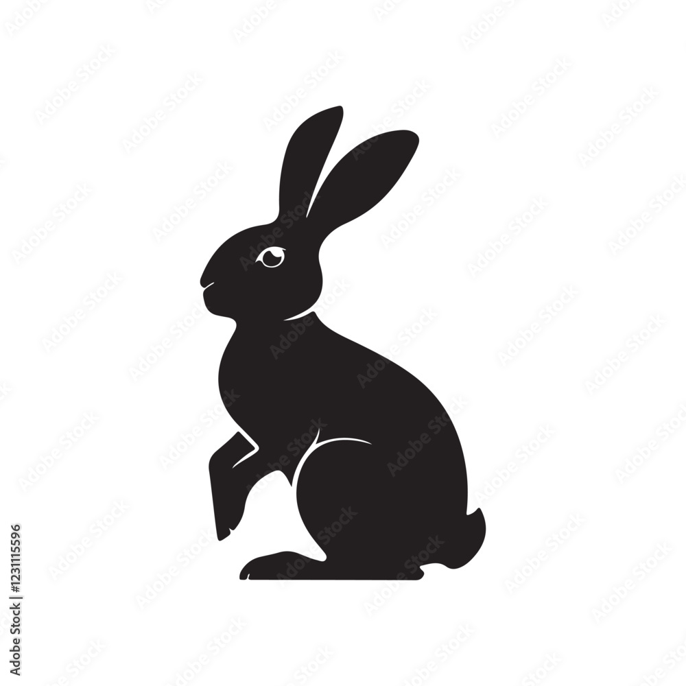 Rabbit icon. Black Rabbit silhouette vector illustration isolated on white background. Rabbit icon. Black Rabbit silhouette vector illustration isolated on white background.